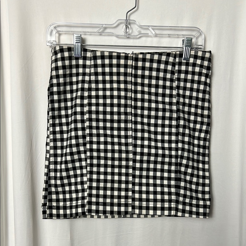 Free People Modern Femme Novelty Black and White Gingham Mini Skirt Size 4 - Picture 3 of 7
